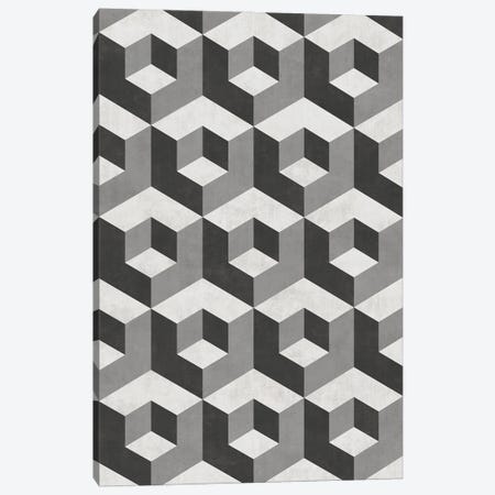 Geometric Cube Pattern 2 - Shades of Grey Canvas Print #ZRA69} by Zoltan Ratko Art Print