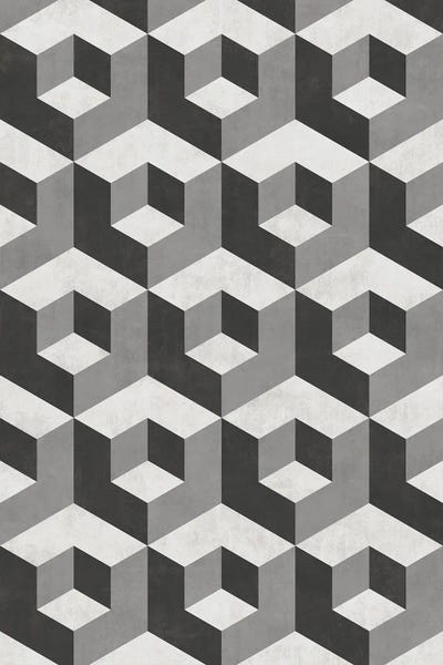 Zoltan Ratko: Geometric Cube Pattern 2 - Shades of Grey by Zoltan Ratko