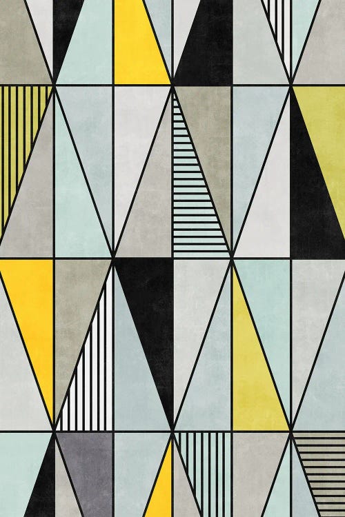 Colorful Concrete Triangles - Yellow, Blue, Grey