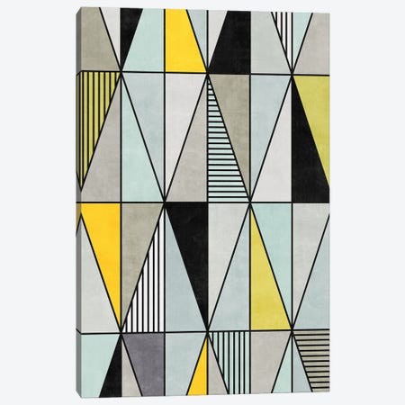Colorful Concrete Triangles - Yellow, Blue, Grey Canvas Print #ZRA6} by Zoltan Ratko Canvas Wall Art