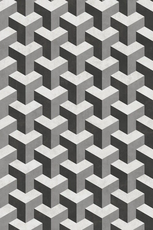 Interlocking Cubes Pattern - Shades of Grey