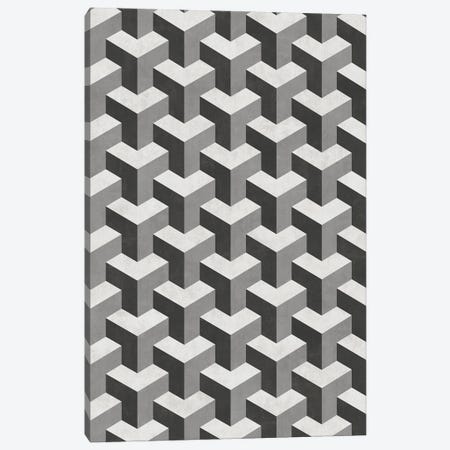 Interlocking Cubes Pattern - Shades of Grey Canvas Print #ZRA70} by Zoltan Ratko Canvas Artwork