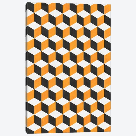 Geometric Cube Pattern - Yellow, White, Grey Concrete Canvas Print #ZRA72} by Zoltan Ratko Canvas Artwork