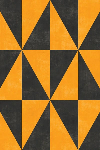 Geometric Triangle Pattern - Yellow, Grey Concrete by Zoltan Ratko framed wall art