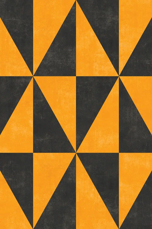 Geometric Triangle Pattern - Yellow, Grey Concrete