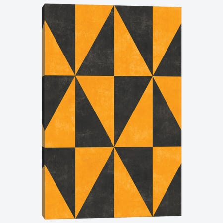 Geometric Triangle Pattern - Yellow, Grey Concrete Canvas Print #ZRA76} by Zoltan Ratko Canvas Art Print