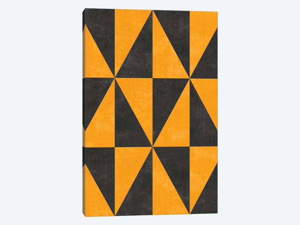 Geometric Triangle Pattern - Yellow, Grey Concrete by Zoltan Ratko 1-piece Canvas Artwork