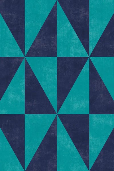 Geometric Triangle Pattern - Turquoise, Blue Concrete by Zoltan Ratko framed wall art
