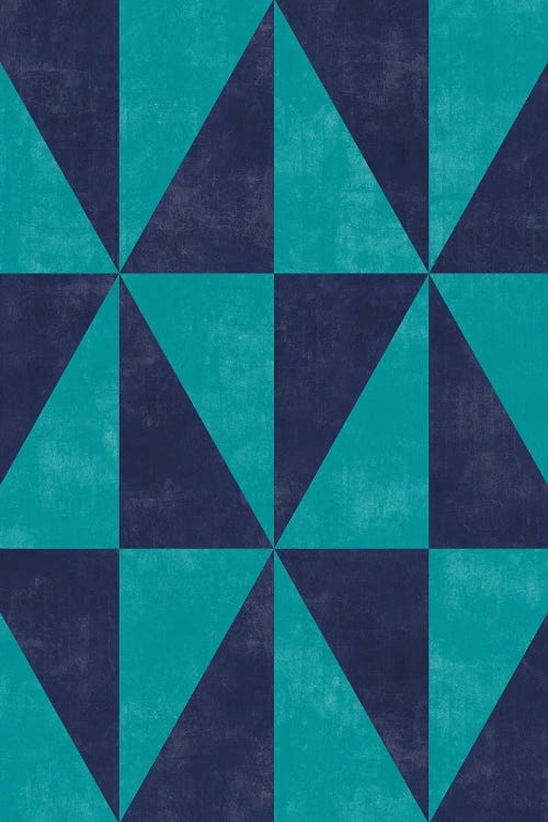 Geometric Triangle Pattern - Turquoise, Blue Concrete