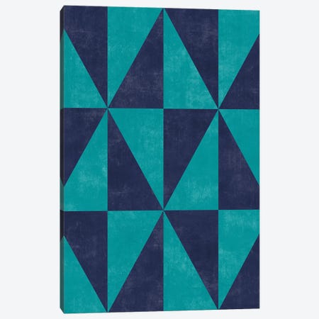 Geometric Triangle Pattern - Turquoise, Blue Concrete Canvas Print #ZRA77} by Zoltan Ratko Art Print