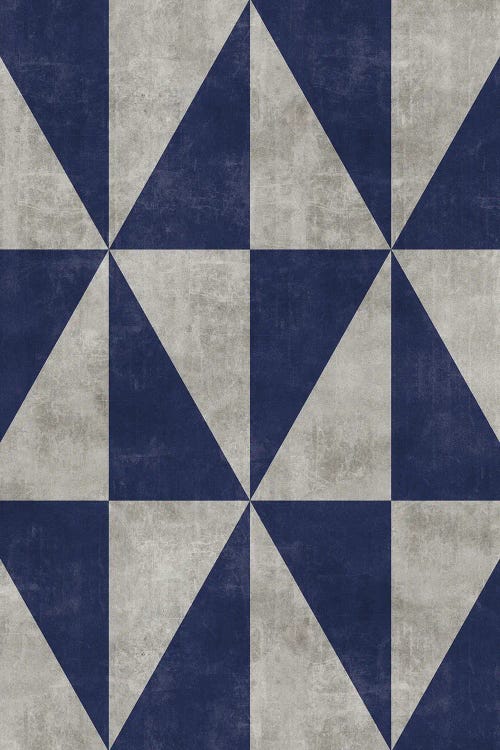 Geometric Triangle Pattern - Grey, Blue Concrete