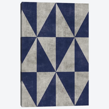 Geometric Triangle Pattern - Grey, Blue Concrete Canvas Print #ZRA78} by Zoltan Ratko Canvas Artwork