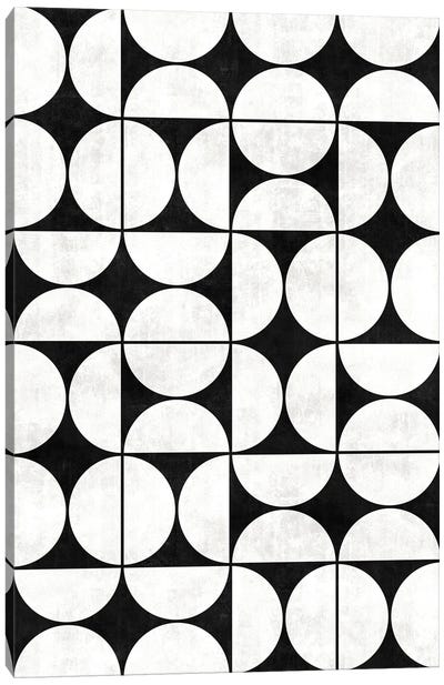 Mid-Century Modern Pattern No.2 - Black and White Concrete Canvas Art Print - Patterns
