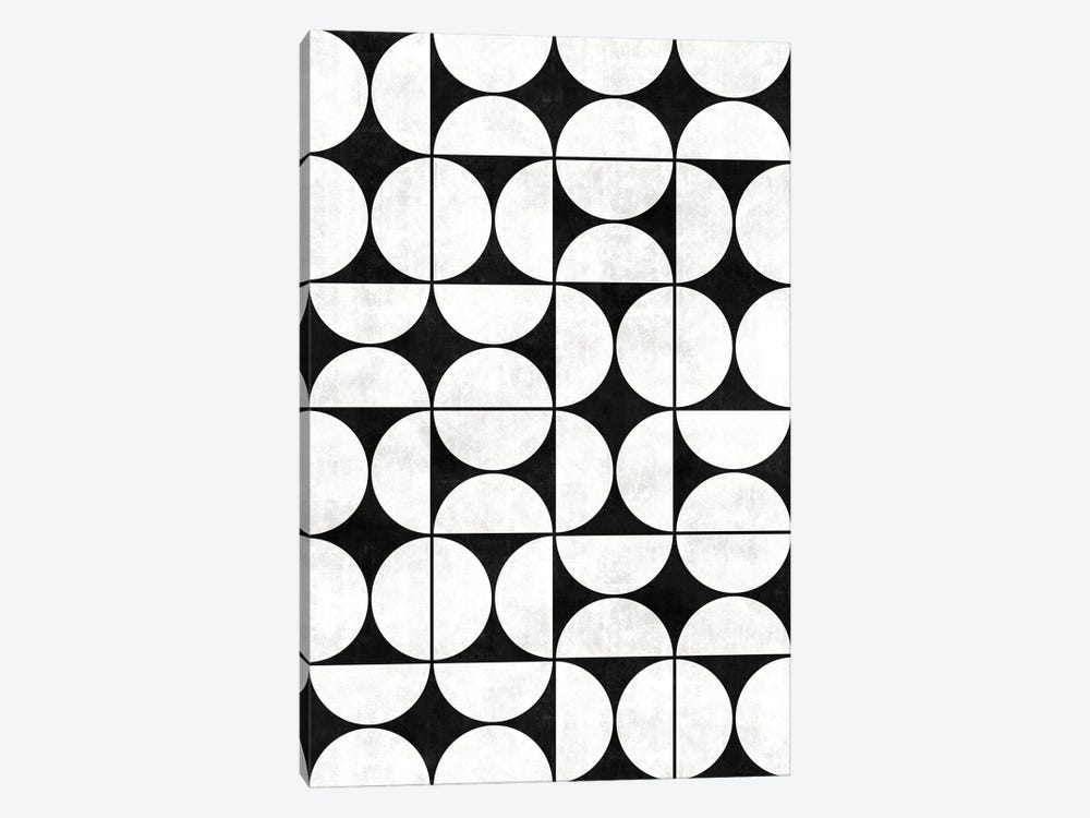 Mid-Century Modern Pattern No.2 - Black and White Concrete by Zoltan Ratko 1-piece Art Print