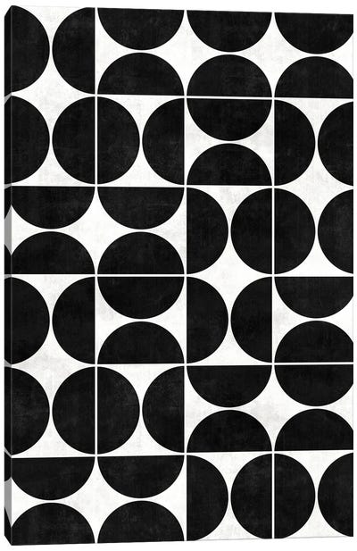 Mid-Century Modern Pattern No.3 - Black and White Concrete Canvas Art Print - Zoltan Ratko