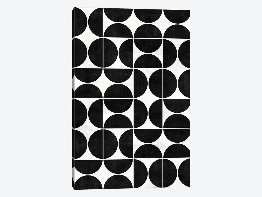 Mid-Century Modern Pattern No.3 - Black and White Concrete by Zoltan Ratko 1-piece Canvas Art