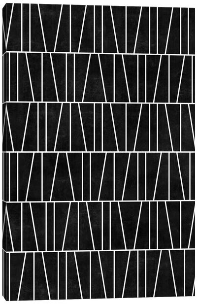 Mid-Century Modern Pattern No.5 - Black Concrete Canvas Art Print - Zoltan Ratko