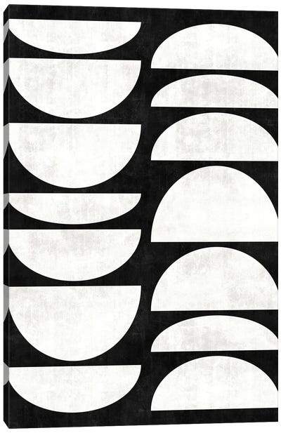 Mid-Century Modern Pattern No.8 - Black and White Concrete Canvas Art Print - Black & White Patterns