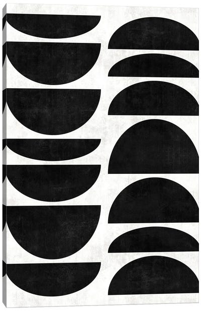 Mid-Century Modern Pattern No.9 - Black and White Concrete Canvas Art Print - Black & White Patterns