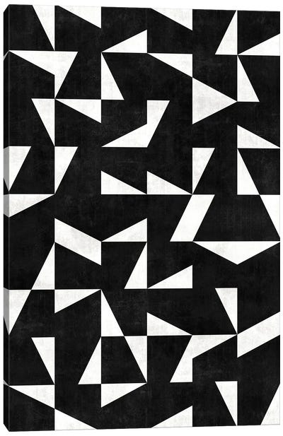 Mid-Century Modern Pattern No.10 - Black and White Concrete Canvas Art Print - Black & White Patterns