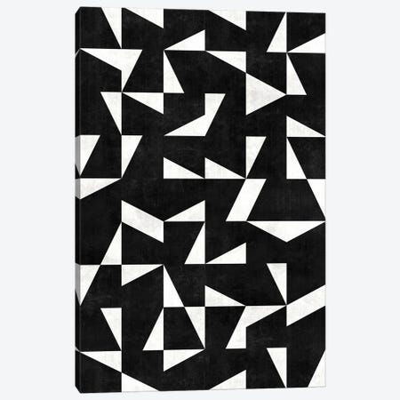 Mid-Century Modern Pattern No.10 - Black and White Concrete Canvas Print #ZRA88} by Zoltan Ratko Art Print