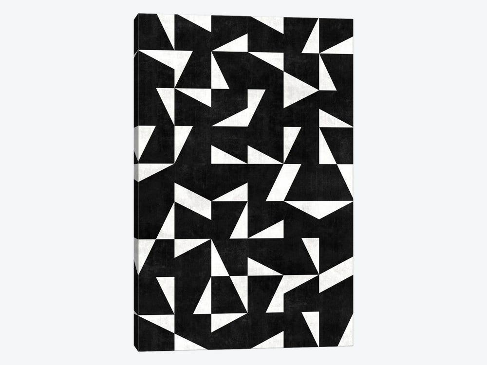 Mid-Century Modern Pattern No.10 - Black and White Concrete by Zoltan Ratko 1-piece Canvas Art Print
