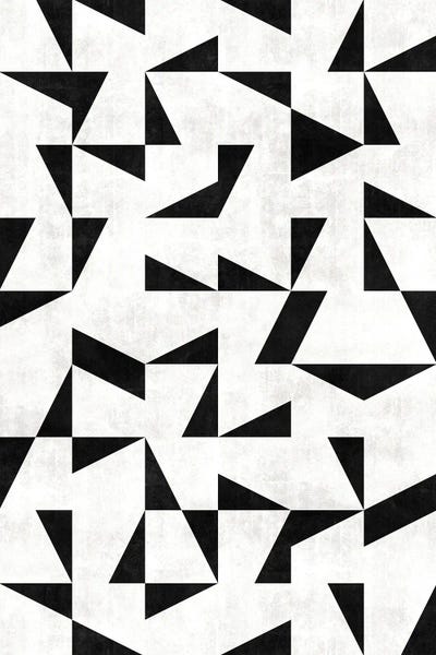 Mid-Century Modern Pattern No.11 - Black and White Concrete by Zoltan Ratko framed wall art