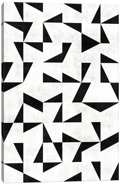 Mid-Century Modern Pattern No.11 - Black and White Concrete Canvas Art Print - Black & White Patterns