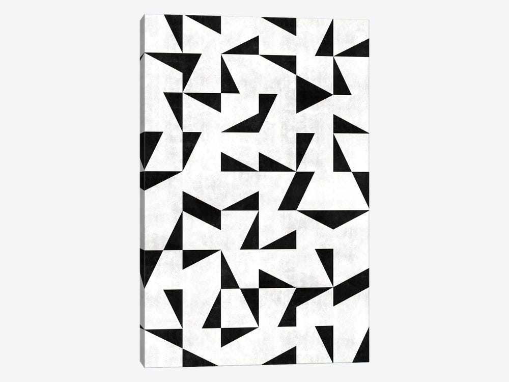 Mid-Century Modern Pattern No.11 - Black and White Concrete by Zoltan Ratko 1-piece Canvas Artwork