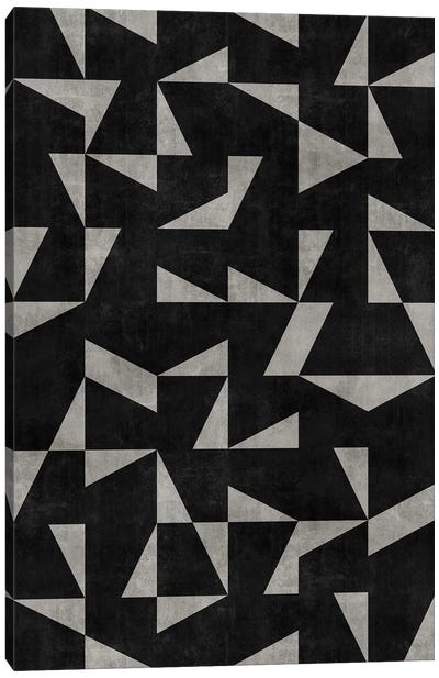Mid-Century Modern Pattern No.12 - Black and Grey Concrete Canvas Art Print - Zoltan Ratko