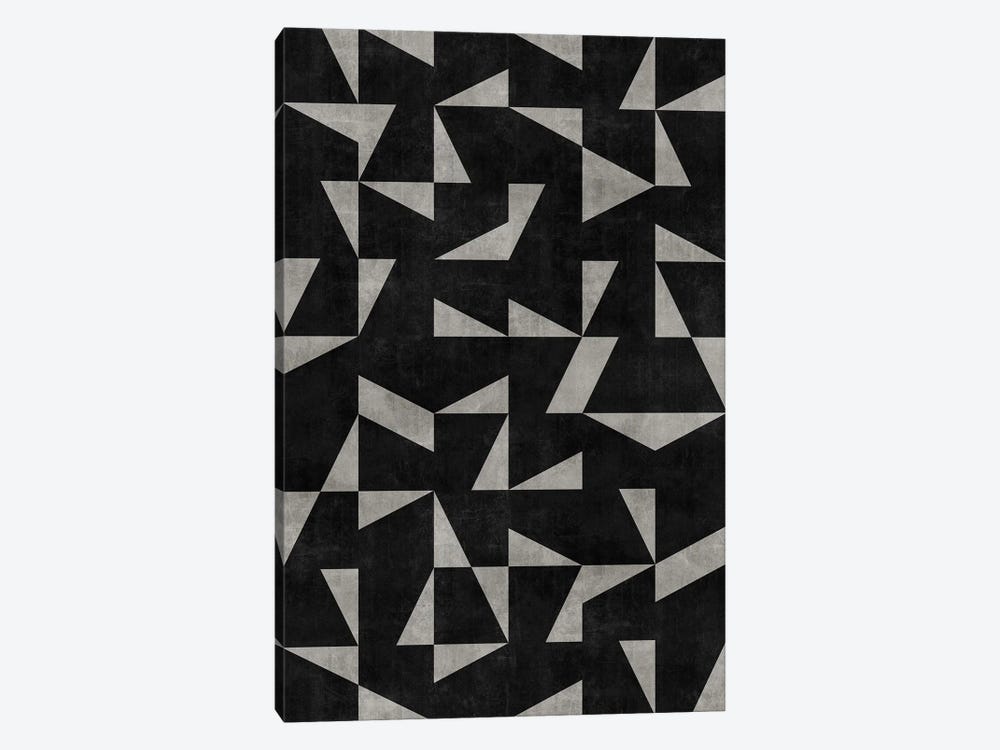 Mid-Century Modern Pattern No.12 - Black and Grey Concrete by Zoltan Ratko 1-piece Canvas Artwork