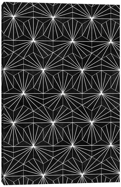 Hexagonal Pattern - Black Concrete Canvas Art Print - Art Deco