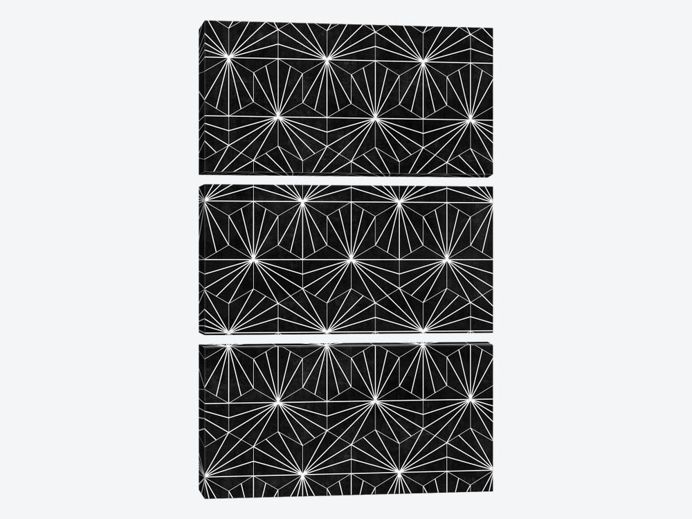 Hexagonal Pattern - Black Concrete by Zoltan Ratko 3-piece Canvas Artwork