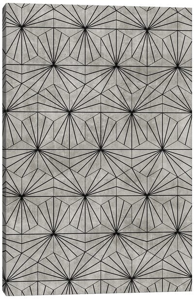 Hexagonal Pattern - Grey Concrete Canvas Art Print - Zoltan Ratko