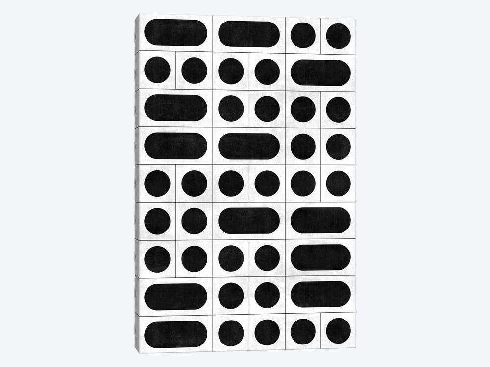 Mid-Century Modern Pattern No.13 - Black and White Concrete by Zoltan Ratko 1-piece Canvas Art