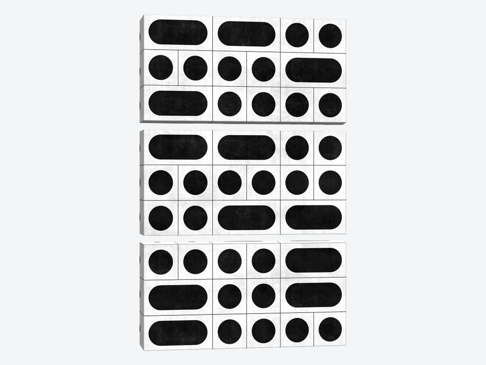 Mid-Century Modern Pattern No.13 - Black and White Concrete by Zoltan Ratko 3-piece Canvas Art