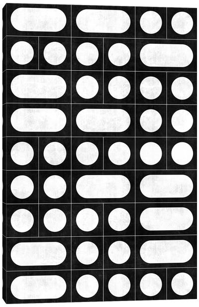 Mid-Century Modern Pattern No.14 - Black and White Concrete Canvas Art Print - Zoltan Ratko