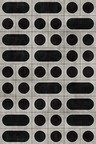 Mid-Century Modern Pattern No.15 - Black and Grey Concrete by Zoltan Ratko framed wall art