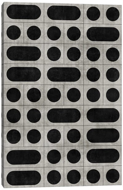 Mid-Century Modern Pattern No.15 - Black and Grey Concrete Canvas Art Print - Zoltan Ratko