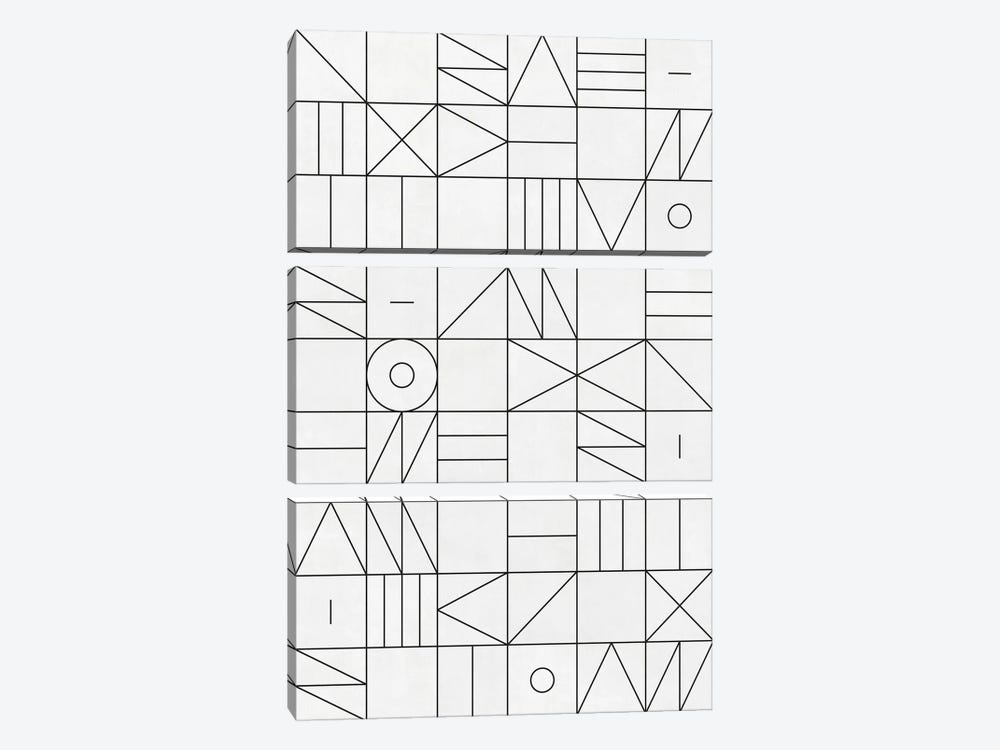 My Favorite Geometric Patterns No.1 - White by Zoltan Ratko 3-piece Canvas Art Print