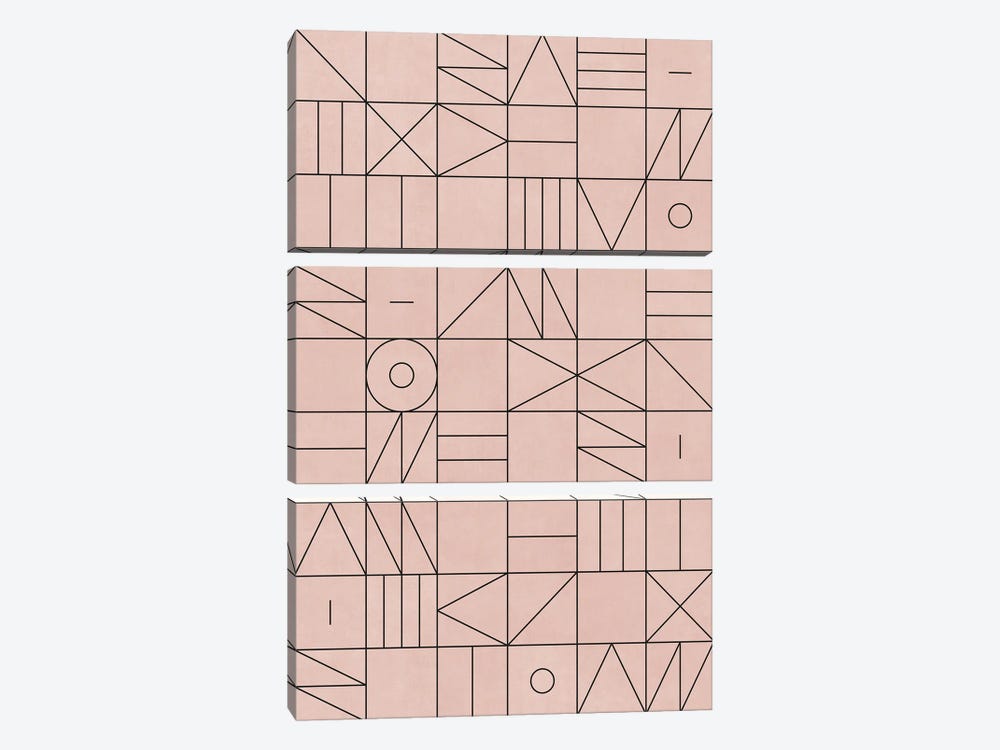 My Favorite Geometric Patterns No.2 - Pale Pink by Zoltan Ratko 3-piece Canvas Artwork
