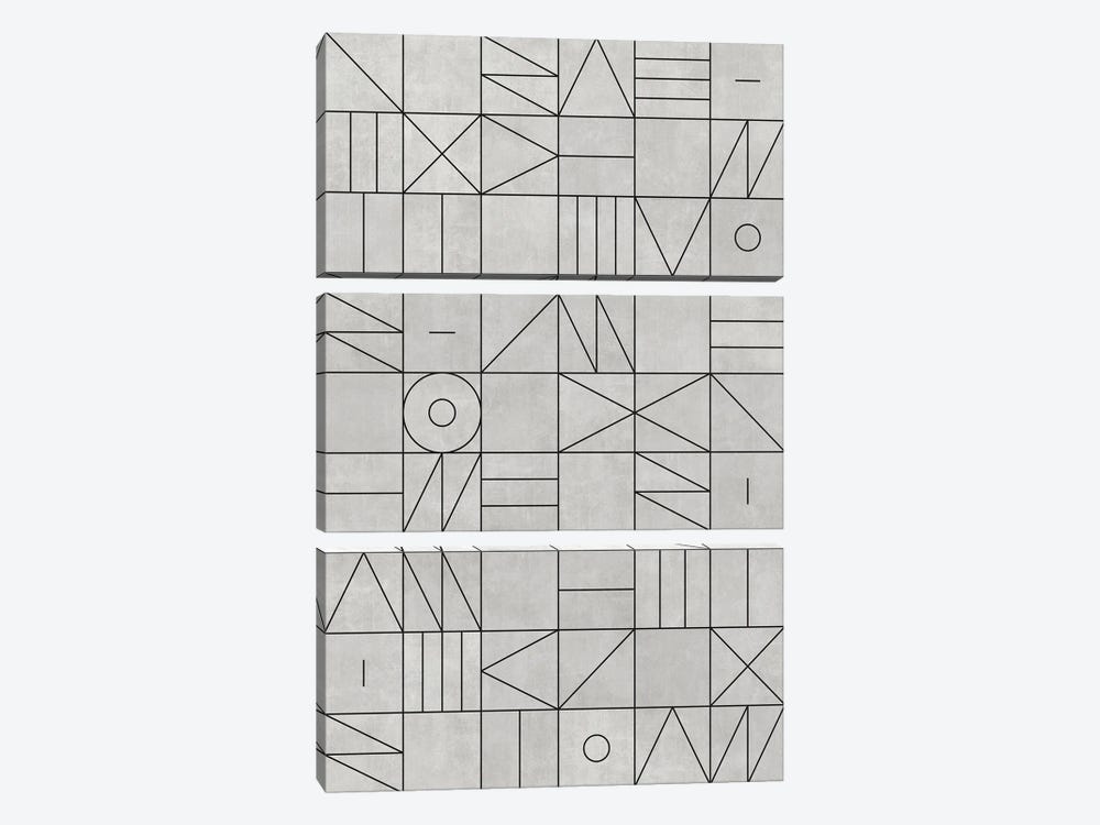 My Favorite Geometric Patterns No.3 - Grey by Zoltan Ratko 3-piece Canvas Print