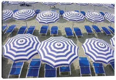 Blue Umbrellas...One Is Not Enough Canvas Art Print - Tropical Beach Art