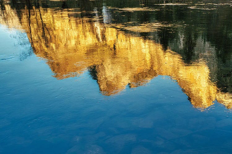 Reflection Of Bridal Veil Falls And Cathedral Rocks