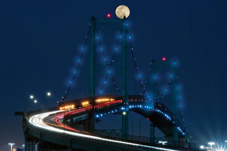Full Moon Over Vincent Thomas Bridge by Zoe Schumacher wall art