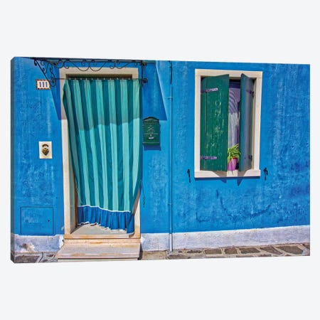 Burano Blue Front Door Canvas Print #ZSC12} by Zoe Schumacher Canvas Print