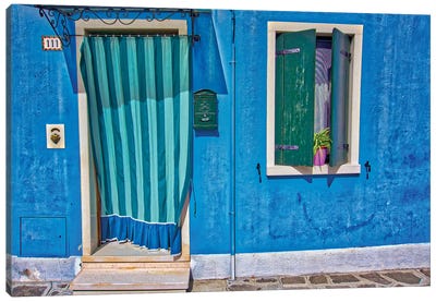 Burano Blue Front Door Canvas Art Print - Zoe Schumacher