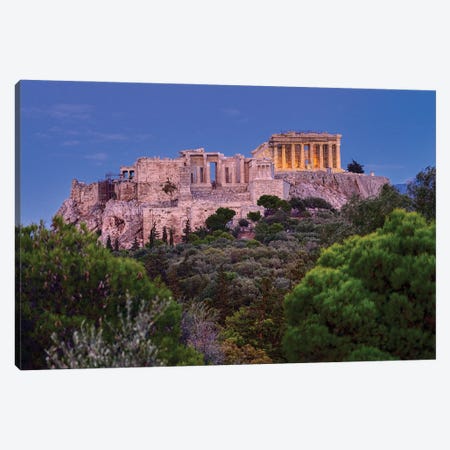 Blue Hour Of Acropolis Of Athens Canvas Print #ZSC1} by Zoe Schumacher Canvas Wall Art