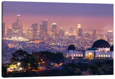 Griffith Park Observatory In Los Angeles Canvas Art Print - Los Angeles Skylines