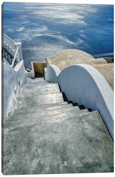 Stairway To The Aegean Sea Canvas Art Print - Stairs & Staircases